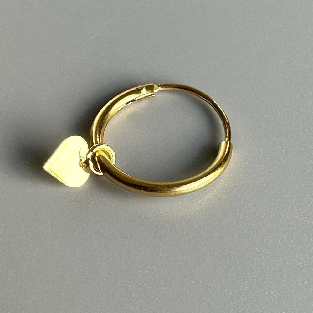 14K Gold Vermeil Hoops with Hanging Heart